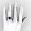 French 10K White Gold 1.5 Carat Blue Sapphire Designer Solitaire Engagement Ring R151-10KWGBS-4