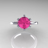 French 14K White Gold 1.5 Carat Pink Sapphire Designer Solitaire Engagement Ring R151-14KWGPS-5