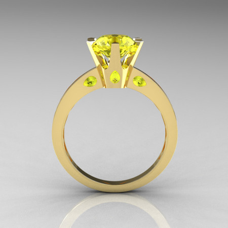 French 10K Yellow Gold 1.5 Carat Yellow Sapphire Designer Solitaire Engagement Ring R151-10KYGYS-1