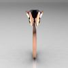 French 10K Rose Gold 1.5 Carat Black Diamond Designer Solitaire Engagement Ring R151-10KRGBD-2