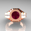 Gentlemens Modern Edwardian 14K Rose Gold 1.5 Carat Garnet Diamond Engagement Ring MR155-14KRGDG-4