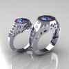 Gentlemens Modern Edwardian 10K White Gold 1.5 Carat Alexandrite Diamond Engagement Ring MR155-10KWGDAL-5