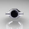 Modern Edwardian 10K White Gold 1.5 Carat Black Diamond Engagement Ring R155-10KWGDBD-4