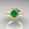 Modern Edwardian 18K Yellow Gold 1.5 Carat Emerald Diamond Engagement Ring R155-18KYGDEM-4