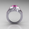 Modern Edwardian 14K White Gold 1.5 Carat Pink Sapphire Engagement Ring R155-14KWGPSS-2