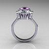 Classic 14K White Gold 1.0 Carat Lilac Amethyst Diamond Bridal Engagement Ring R400-14KWGDLA-2