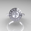 Classic 14K White Gold 1.0 Carat White Sapphire Diamond Bridal Engagement Ring R400-14WGDWS-4