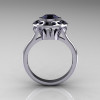 Classic 10K White Gold 1.0 Carat Black Diamond Bridal Engagement Ring R400-10KWGBDD-2