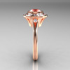 Classic 18K Rose Gold 1.0 Carat Morganite Diamond Bridal Engagement Ring R400-18KRGDMO-3