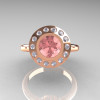 Classic 18K Rose Gold 1.0 Carat Morganite Diamond Bridal Engagement Ring R400-18KRGDMO-4