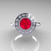 Classic 10K White Gold 1.0 Carat Ruby Diamond Bridal Engagement Ring R400-10KWGDR-4