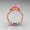Modern Antique 14K Rose Gold 1.5 Carat Light Pink Topaz Solitaire Engagement Ring AR127-14RGLPT-2