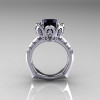 Classic 10K White Gold 3.0 Carat Black Diamond Greek Galatea Bridal Wedding Ring AR114-10KWGDBD-2