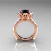 Classic 18K Rose Gold 3.0 Carat Black Diamond Greek Galatea Bridal Wedding Ring AR114-18KRGDBD-2