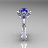 Classic 14K White Gold 3.0 Carat Blue Diamond Greek Galatea Bridal Wedding Ring AR114-14KWGDBLD-3