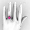Classic 18K White Gold 3.0 Carat Pink Sapphire Diamond Greek Galatea Bridal Wedding Ring AR114-18KWGDPS-4