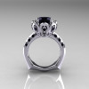 Classic 950 Platinum 3.0 Carat Black Diamond Greek Galatea Bridal Wedding Ring AR114-PLATBDD-2