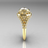 Modern Victorian 18K Yellow Gold 1.16 Carat Oval Zircon 0.24 CTW Diamond Bridal Ring R158-18KYGDZ-3