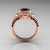Modern Victorian 14K Rose Gold 1.16 Carat Oval Black Diamond Bridal Ring R158-14KRGBDD-2