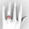 Modern Victorian 10K Rose Gold 1.16 Carat Oval Light Pink Topaz 0.24 CTW Diamond Bridal Ring R158-14KRGDLPT-5