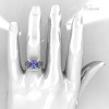 Classic Legacy Style 14K White Gold 2.0 Carat Cushion Cut Blue Topaz Diamond Engagement Ring R60-14KWGDBT-4