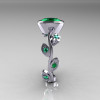Classic 950 Platinum 1.0 Carat Oval Emerald Flower Leaf Engagement Ring R159O-PLATEM-3