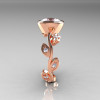 Classic 10K Rose Gold 1.0 Carat Oval Zircon Diamond Flower Leaf Engagement Ring R159O-10KRGDZ-3