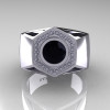 Gentlemens Modern 950 Platinum 1.0 Carat Black Diamond Celebrity Engagement Ring MR161-PLATDBD-4