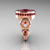 Modern 18K Rose Gold 1.0 Carat Garnet Diamond Designer Engagement Ring R163-18KRGDGG-4