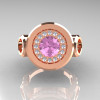 Modern 10K Rose Gold 1.0 Carat Light Pink Topaz Diamond Designer Engagement Ring R163-10KRGDLPT-3