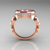Modern 10K Rose Gold 1.0 Carat Light Pink Topaz Diamond Designer Engagement Ring R163-10KRGDLPT-2