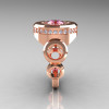 Modern 10K Rose Gold 1.0 Carat Light Pink Topaz Diamond Designer Engagement Ring R163-10KRGDLPT-4