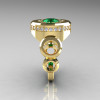 Modern 10K Yellow Gold 1.0 Carat Emerald Diamond Designer Engagement Ring R163-10KYGDEM-3