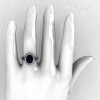 French Bridal 14K White Gold 2.5 Carat Oval Black Diamond Cluster Engagement Ring R164-14KWGDBD-5