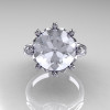 Classic 14K White Gold Marquise and 5.0 CT Round Zirconia Solitaire Ring R160-14KWGCZZ-3