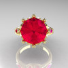 Classic 18K Yellow Gold Marquise 5.0 CT Round  Rubies Solitaire Ring R160-18KYGRR-3