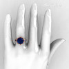 Classic 14K Rose Gold Marquise and 5.0 CT Round  Blue Sapphire Solitaire Ring R160-14KRGBS-5
