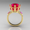 Classic 18K Yellow Gold Marquise 5.0 CT Round  Rubies Solitaire Ring R160-18KYGRR-2