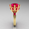 Classic 18K Yellow Gold Marquise 5.0 CT Round  Rubies Solitaire Ring R160-18KYGRR-4
