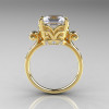 Modern Antique 18K Yellow Gold 2.6 Carat Emerald Cut Zirconia Diamond Solitaire Ring R166-18YGDCZ-2
