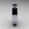 Modern Bridal 10K White Gold Princess Invisible 1.0 CT Round Black Diamond Wedding Ring R168-10KWGBDD-4