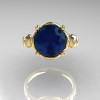 Modern Vintage 18K Yellow Gold 2.5 Carat London Blue Sapphire Diamond Wedding Engagement Ring R167-18KYGDLBS-3