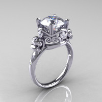 Modern Vintage 950 Platinum 2.5 Carat CZ Diamond Wedding Engagement Ring R167-PLATDCZ-1