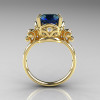 Modern Vintage 18K Yellow Gold 2.5 Carat London Blue Sapphire Diamond Wedding Engagement Ring R167-18KYGDLBS-2