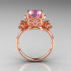 Modern Vintage 10K Rose Gold 2.5 Ct Light Pink Sapphire Wedding Ring Engagement Ring R167-10KRGLPS-2