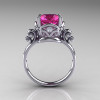 Modern Vintage 14K White Gold 2.5 Carat Pink Sapphire Diamond Wedding Engagement Ring R167-14KWGDPS-2