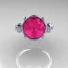 Modern Vintage 14K White Gold 2.5 Carat Pink Sapphire Diamond Wedding Engagement Ring R167-14KWGDPS-3