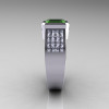 Ultra Modern 10K White Gold Princess Invisible White Sapphire 1.0 CT Emerald Green Topaz Engagement Ring R169-10KWGWSGT-3