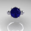 Modern Vintage 950 Platinum 2.5 Carat Blue Sapphire Diamond Wedding Engagement Ring R167-PLATDBS-3