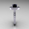 Classic 10K White Gold 1.5 Carat Black Diamond Solitaire Wedding Ring R115-10KWGDBD-3